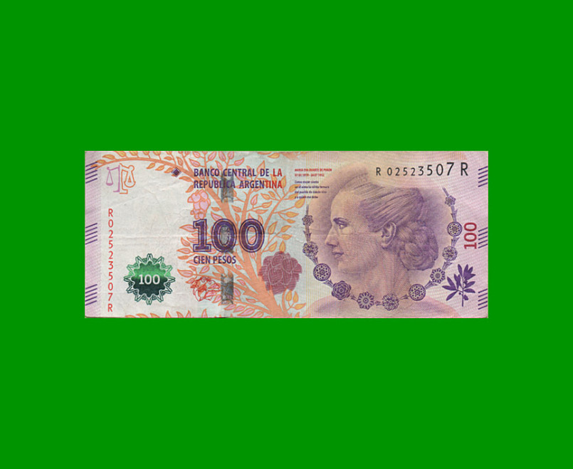 REPOSICION BILLETE CONVERTIBLE TERCER DISEÑO $ 100,00, BOT 4338, ESTADO MUY BUENO- .-