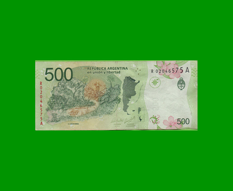 REPOSICION BILLETE CONVERTIBLE TERCER DISEÑO $ 500,00, BOT 5818, ESTADO MUY BUENO+.- - Imagen 2