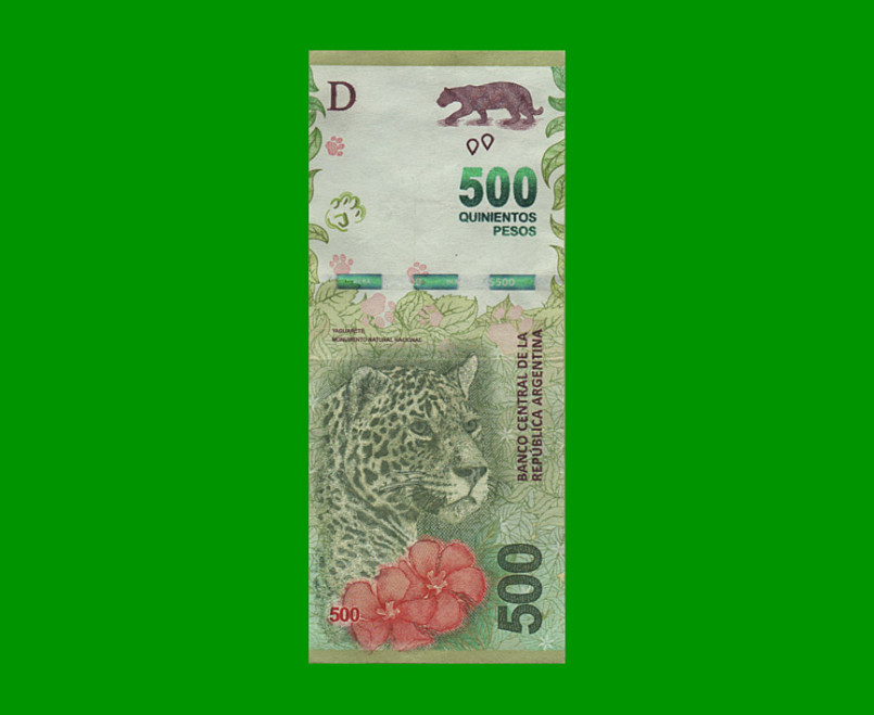 REPOSICION BILLETE CONVERTIBLE TERCER DISEÑO $ 500,00, BOT 5818, ESTADO MUY BUENO+.-