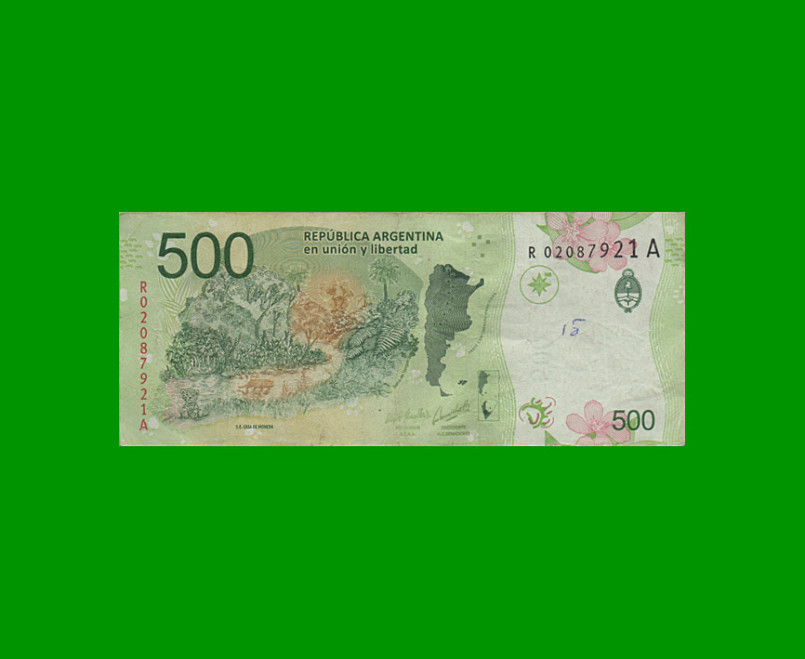 REPOSICION BILLETE CONVERTIBLE TERCER DISEÑO $ 500,00, BOT 5818, ESTADO MUY BUENO.- - Imagen 2