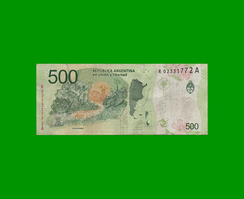 REPOSICION BILLETE CONVERTIBLE TERCER DISEÑO $ 500,00, BOT NEW, ESTADO MUY BUENO .- - Imagen 2