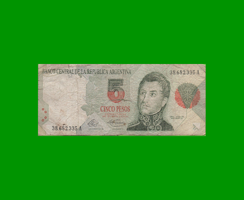 PESOS CONVERTIBLES 1er DISEÑO $5,00, BOT 3024, AÑO 1992, ESTADO BUENO.-