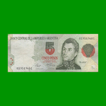 PESOS CONVERTIBLES 1er DISEÑO $5,00, BOT 3025, AÑO 1994, ESTADO MUY BUENO .-