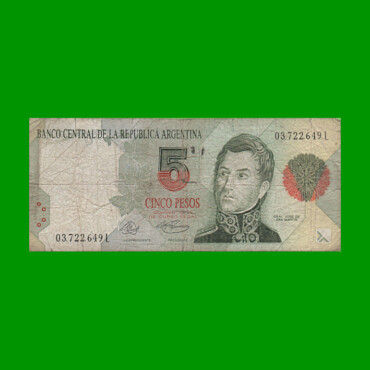 PESOS CONVERTIBLES 1er DISEÑO $5,00, BOT 3025, AÑO 1994, ESTADO BUENO .-
