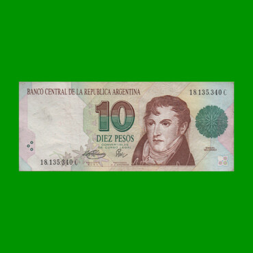 PESOS CONVERTIBLES 1er DISEÑO $10,00, BOT 3043, AÑO 1994, ESTADO MUY BUENO- .-