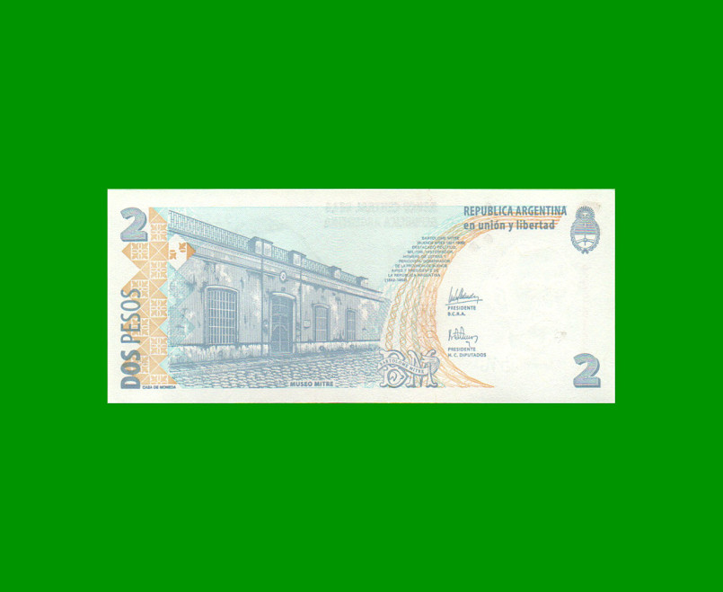 PESOS CONVERTIBLES 2do DISEÑO $2,00, BOT 3206, AÑO 2000, ESTADO EXCELENTE.- - Imagen 2