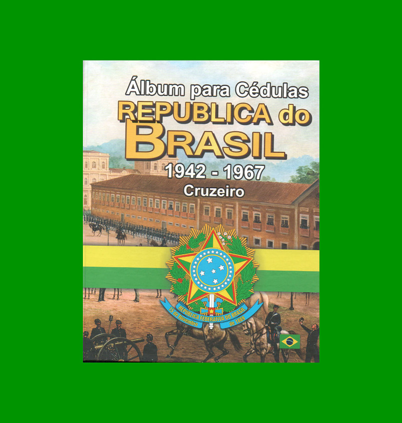 ÁLBUM VACIO PARA BILLETES DE LA REPUBLICA DE BRASIL, AÑOS 1942-1967, CRUZEIRO, ESTADO NUEVO.-