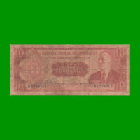 BILLETE DE PARAGUAY 10 GUARANIES, PICK 196a, ESTADO BUENO.-