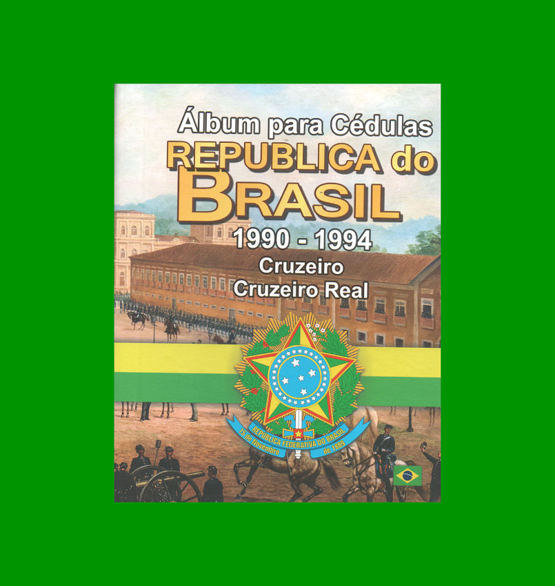 ÁLBUM VACIO PARA BILLETES DE LA REPUBLICA DE BRASIL, AÑOS 1990-1994, CRUZEIRO - CRUZEIRO REAL, ESTADO NUEVO.-