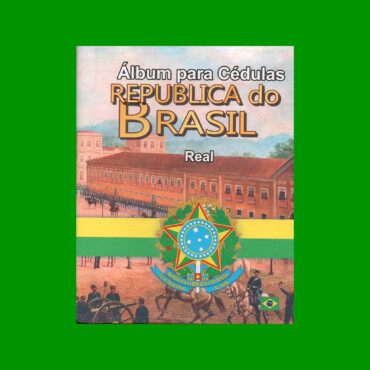 ÁLBUM VACIO PARA BILLETES DE LA REPUBLICA DE BRASIL, AÑOS 1994 A LA ACTUALIDAD, REAL, ESTADO NUEVO.-