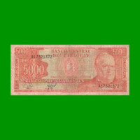 BILLETE DE PARAGUAY 5.000 GUARANIES, PICK 215, AÑO 1997, ESTADO BUENO.-