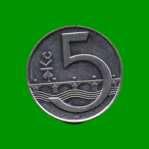 MONEDA DE REPUBLICA CHECA 5 CORONAS, AÑO 1994, ESTADO USADA.-