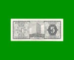 BILLETE DE PARAGUAY 5 GUARANIES, PICK 195a, ESTADO EXCELENTE.- - Imagen 2