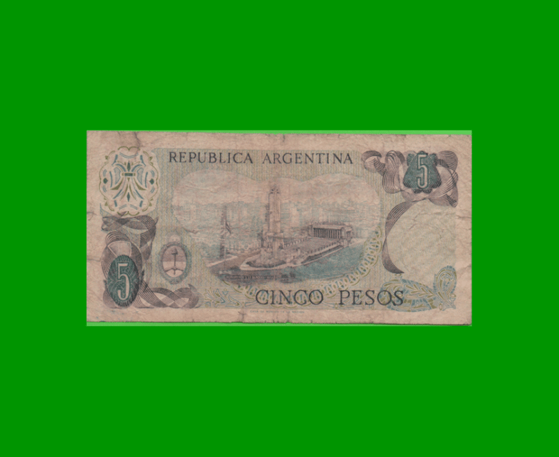 PESOS LEY 18.188 $5,00, BOT 2328, AÑO 1974, ESTADO BUENO.- - Imagen 2