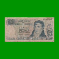 PESOS LEY 18.188 $5,00, BOT 2328, AÑO 1974, ESTADO BUENO.-