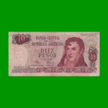 PESOS LEY 18.188 $10,00, BOT 2343, AÑO 1972, ESTADO BUENO.-