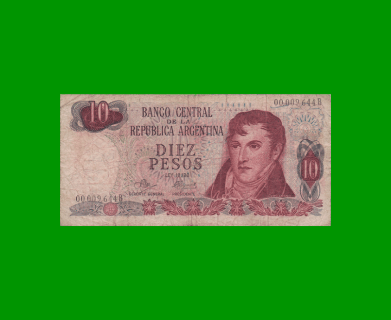 PESOS LEY 18.188 $10,00, BOT 2343, AÑO 1972, ESTADO BUENO.-