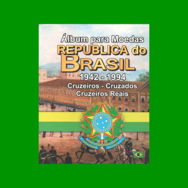 ÁLBUM VACIO DE BRASIL PARA MONEDAS, AÑO 1942/1994, EXCELENTE CALIDAD, ESTADO NUEVO.-