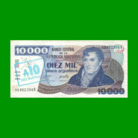PESOS ARGENTINOS $10.000,00 RESELLADO A 10 AUSTRALES, BOT 2711, AÑO 1985, ESTADO MUY BUENO- .-
