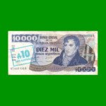PESOS ARGENTINOS $10.000,00 RESELLADO A 10 AUSTRALES, BOT 2705, AÑO 1985, ESTADO BUENO.-