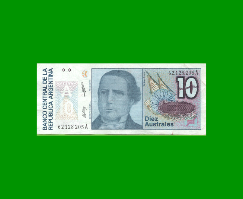 BILLETE DE AUSTRALES, 10 AUSTRALES, BOT 2821, AÑO 1987, ESTADO EXCELENTE.-