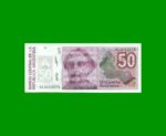 BILLETE DE AUSTRALES, 50 AUSTRALES, BOT 2832, AÑO 1989, ESTADO EXCELENTE+.-