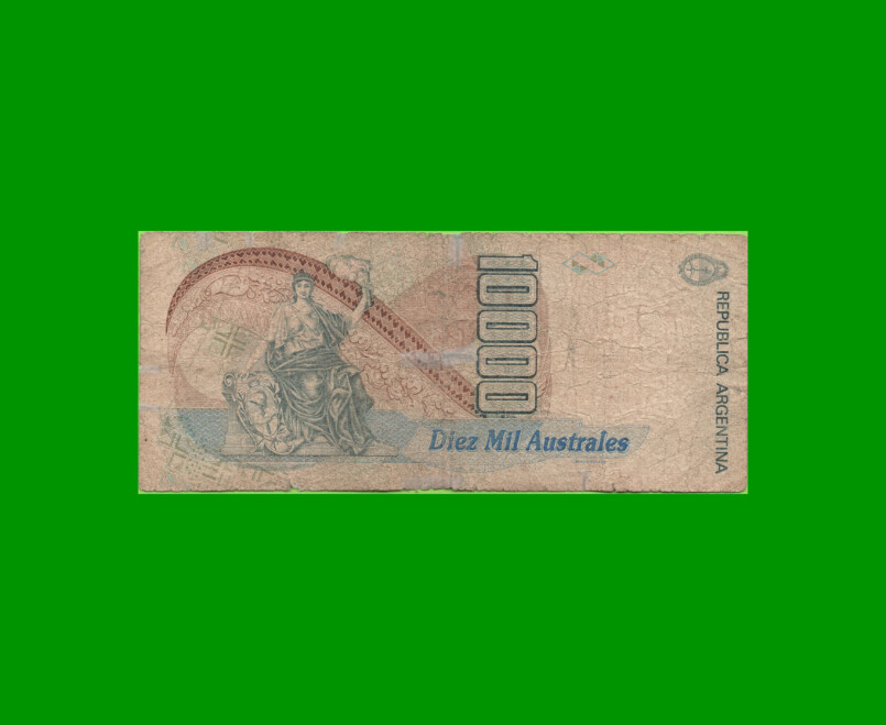 BILLETE DE AUSTRALES, 10.000 AUSTRALES, BOT 2878, AÑO 1989, ESTADO BUENO.- - Imagen 2