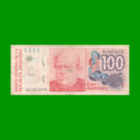 BILLETE DE AUSTRALES, 100 AUSTRALES, BOT 2835, AÑO 1985, ESTADO BUENO- .-