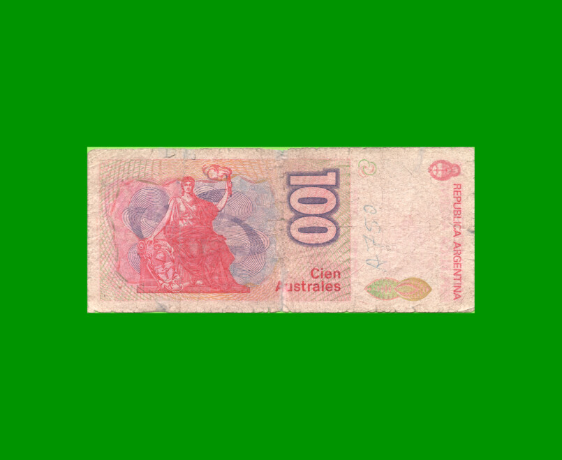 BILLETE DE AUSTRALES, 100 AUSTRALES, BOT 2836, AÑO 1986, ESTADO BUENO- .- - Imagen 2