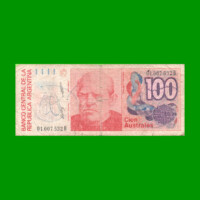 BILLETE DE AUSTRALES, 100 AUSTRALES, BOT 2839, AÑO 1987, ESTADO BUENO- .-