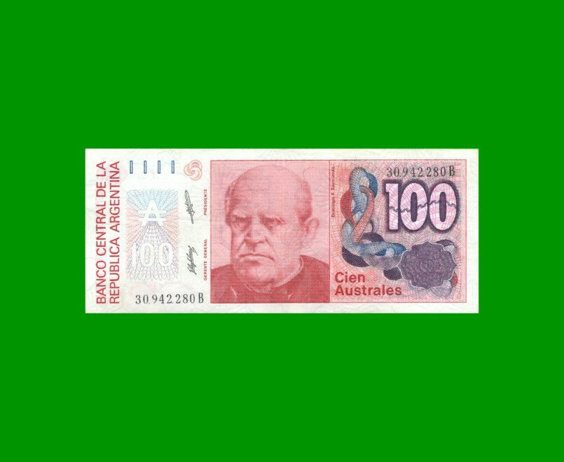 BILLETE DE AUSTRALES, 100 AUSTRALES, BOT 2840, AÑO 1988, ESTADO EXCELENTE- .-