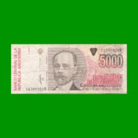 BILLETE DE AUSTRALES, 5.000 AUSTRALES, BOT 2866, AÑO 1989, ESTADO BUENO.-