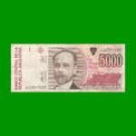 BILLETE DE AUSTRALES, 5.000 AUSTRALES, BOT 2871, AÑO 1991, ESTADO BUENO.-