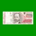 BILLETE DE AUSTRALES, 5.000 AUSTRALES, BOT 2871, AÑO 1991, ESTADO MUY BUENO- .-