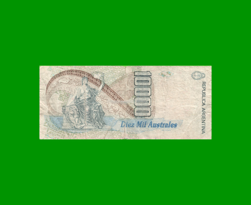 BILLETE DE AUSTRALES, 10.000 AUSTRALES, BOT 2879, AÑO 1990, ESTADO BUENO.- - Imagen 2