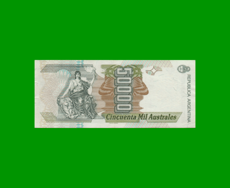 BILLETE DE AUSTRALES, 50.000 AUSTRALES, BOT 2888, AÑO 1990, ESTADO EXCELENTE.- - Imagen 2