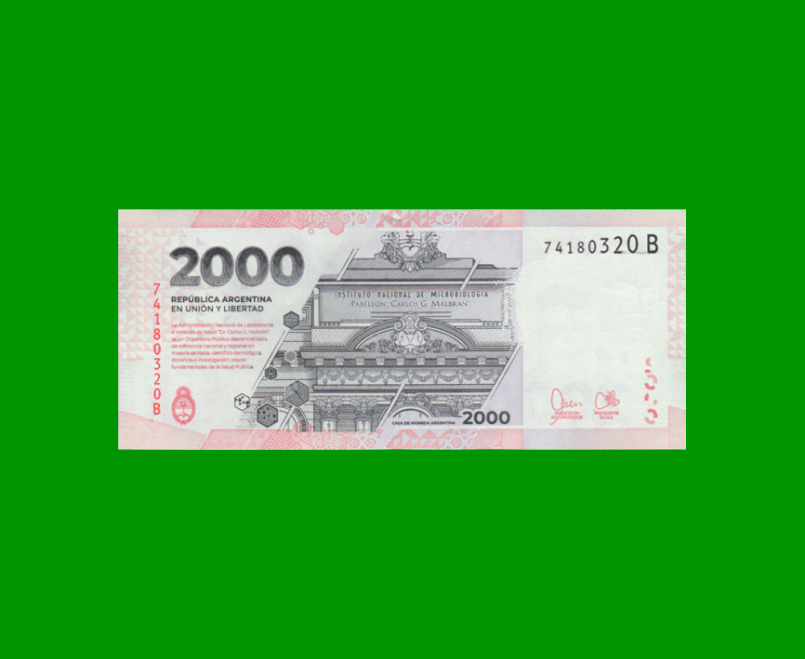 HEROÍNAS Y HÉROES DE LA PATRIA, $2.000 BOT C8002, AÑO 2023, SERIE B, SIN CIRCULAR.- - Imagen 2