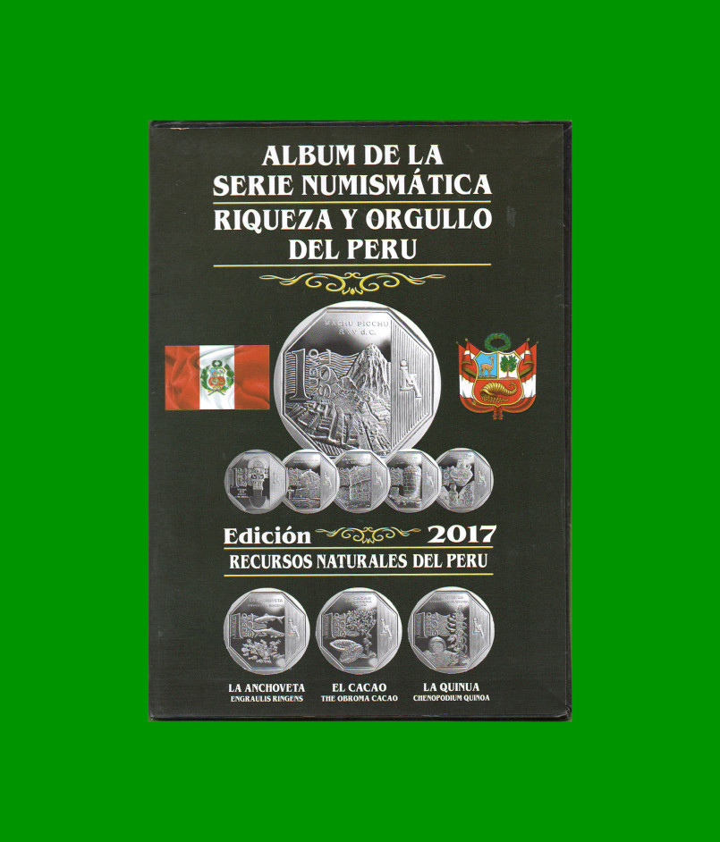 ALBUM VACIO DE PERU PARA MONEDAS SERIE RIQUEZA Y ORGULLO, EDICION AÑO 2017, ESTADO NUEVO.-