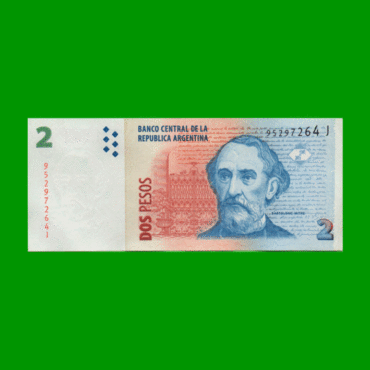 PESOS CONVERTIBLES 2do DISEÑO $2,00, BOT 3237, AÑO 2010, ESTADO EXCELENTE+.-