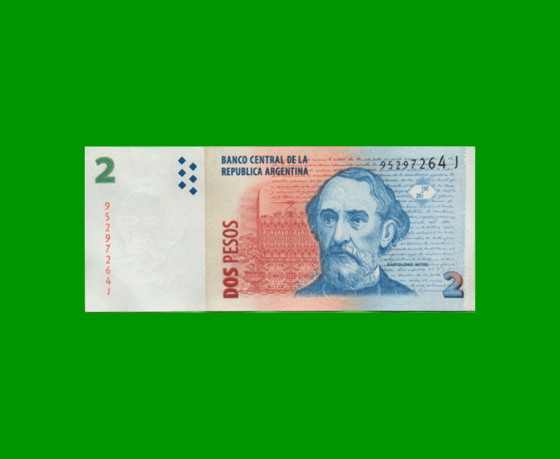 PESOS CONVERTIBLES 2do DISEÑO $2,00, BOT 3237, AÑO 2010, ESTADO EXCELENTE+.-