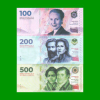 HEROÍNAS Y HÉROES DE  LA PATRIA, SET DE 3 BILLETES, NO EMITIDOS, FASCIMIL, SIN CIRCULAR.-