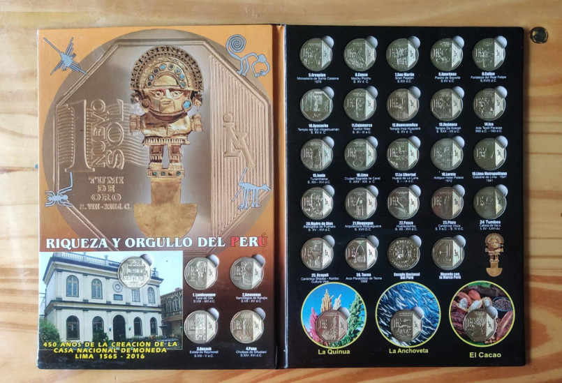 ALBUM LLENO INCLUYE 32 MONEDAS DE PERU SERIE RIQUEZA Y ORGULLO, EDICION AÑO 2017, ESTADO NUEVO.- - Imagen 3