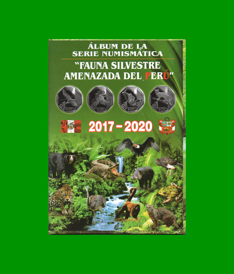 ALBUM VACIO DE PERU PARA MONEDAS SERIE FAUNA AMENAZADA, AÑOS 2017/2020, ESTADO NUEVO.-