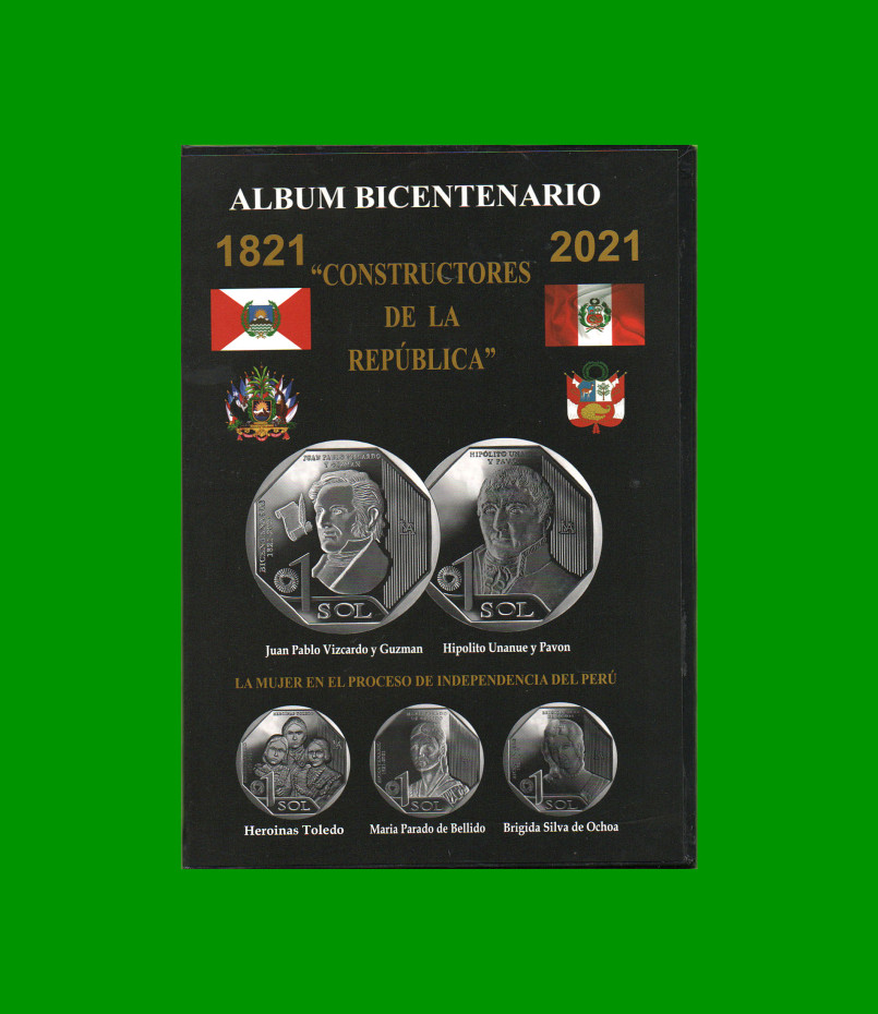 ALBUM VACIO DE PERU PARA MONEDAS, BICENTENARIO 1821-2021, ESTADO NUEVO.-