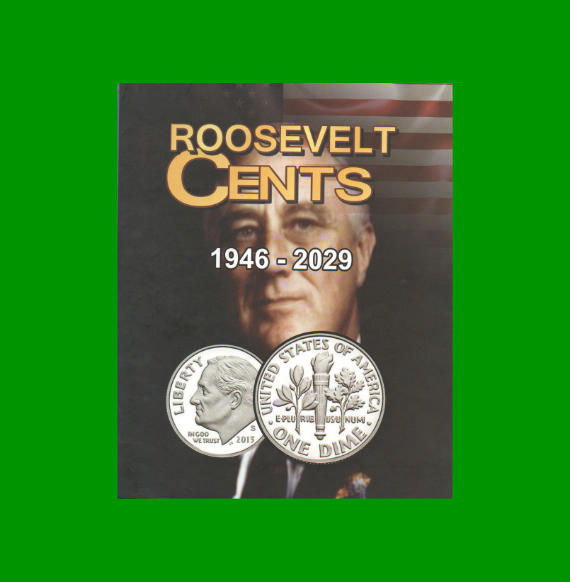 ÁLBUM VACIO PARA MONEDAS DE EEUU, ROOSEVELT CENTS 1946 - 2029, NUEVO.-