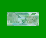 BILLETE DE TRINIDAD Y TOBAGO 5 DOLARES, POLYMERO, PICK 61, AÑO 2020 ESTADO SIN CIRCULAR.- - Imagen 2