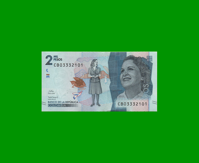 BILLETE DE COLOMBIA $ 2.000,00, PICK NEW, AÑO 2021, ESTADO SIN CIRCULAR.-
