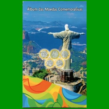 ALBUM VACIO DE BRASIL PARA MONEDAS CONMEMORATIVAS, JUEGOS OLIMPICOS RIO DE JANEIRO, AÑO 2014/2016, ESTADO NUEVO.-