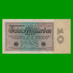BILLETE DE ALEMANIA 10 MILLARDEN (10 MILLONES), PICK 116a, AÑO 1923, ESTADO EXCELENTE+.-