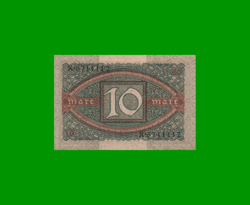 BILLETE DE ALEMANIA 10 MARCOS, PICK 67a, AÑO 1920, ESTADO SIN CIRCULAR .- - Imagen 2